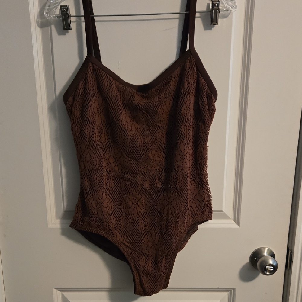 Chocolate Brown Textured One Piece Swimsuit